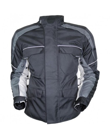 MDM Damen Motorrad Textil Jacke in schwarz mit weißen streifen